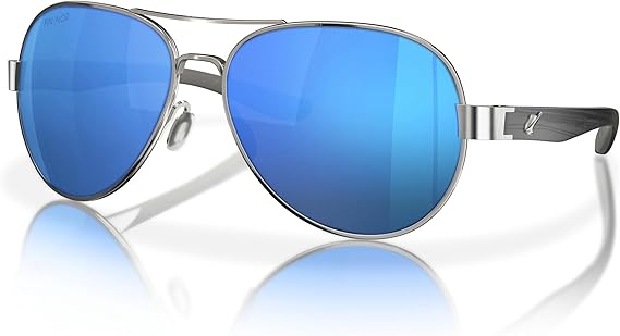 Fin-Nor Sunglasses Spring Tide Silver-Charcoal Blue Mirror Polarized Poly Lens