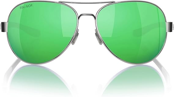 Fin-Nor Sunglasses Spring Tide Silver / Seafoam Green Mirror Polarized Poly Lens