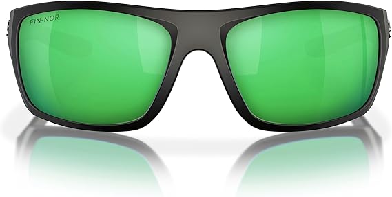 Fin-Nor Sunglasses Pinder Soft Matte Black Green Mirror Polarized Poly Lens