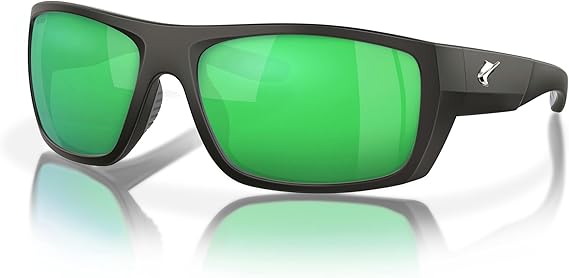 Fin-Nor Sunglasses Pinder Soft Matte Black Green Mirror Polarized Poly Lens