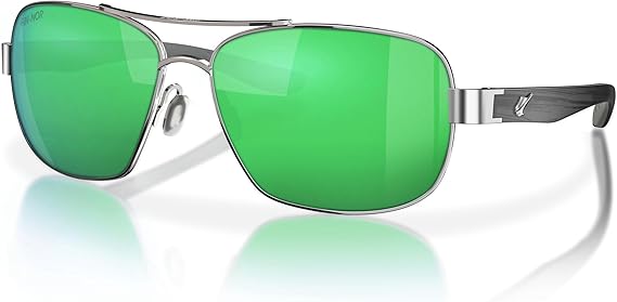 Fin-Nor Sunglasses Sandspur Silver / Matte Charcoal Stripe Green Mirror Polarized Poly Lens