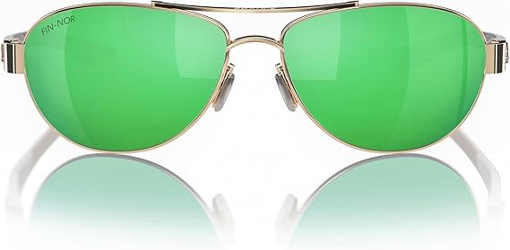 Fin-Nor Sunglasses Sea Shore Soft Gold / Tiger Conch Green Mirror Polarized Poly Lens