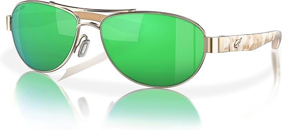 Fin-Nor Sunglasses Sea Shore Soft Gold / Tiger Conch Green Mirror Polarized Poly Lens