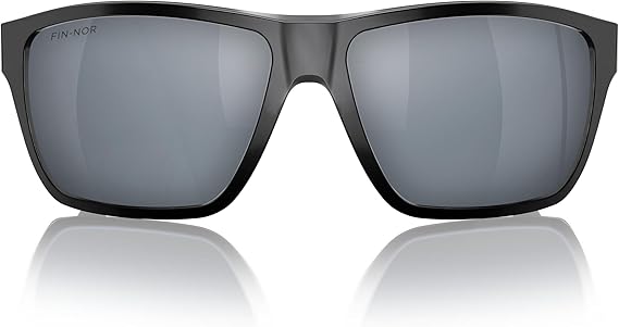 Fin-Nor Sunglasses Sportfisher Matte Black Silver Mirror Glass Polarized Lens