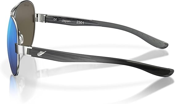 Fin-Nor Sunglasses Spring Tide Silver-Charcoal Blue Mirror Polarized Poly Lens