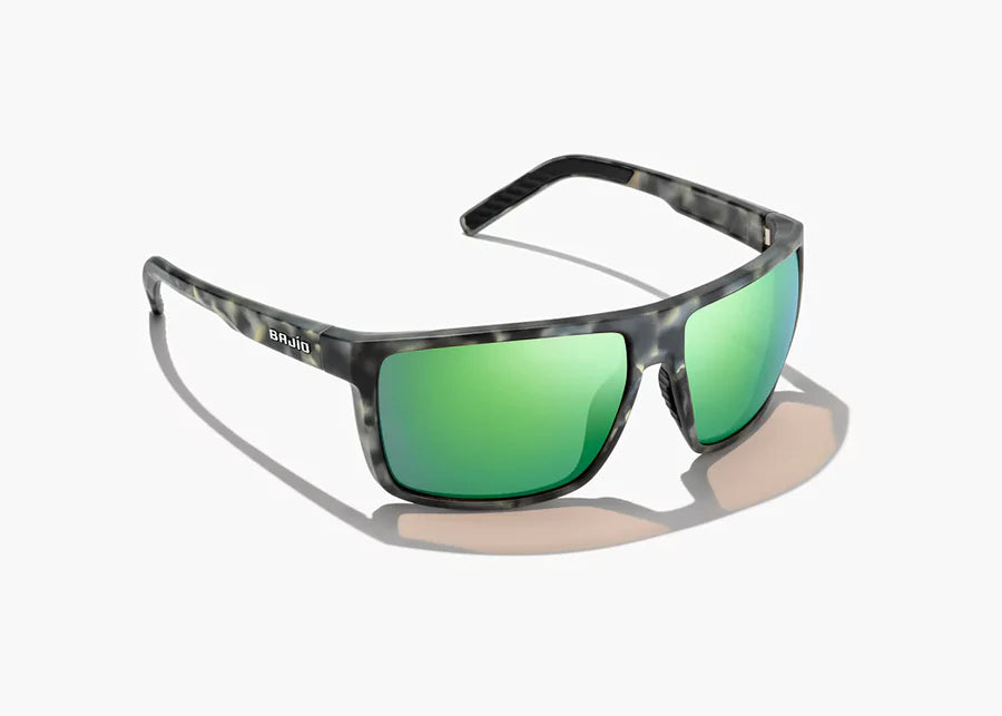 Bajio Sunglasses Toads Grey Camo Green Mirror Polarized Poly Lens