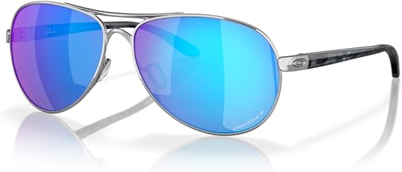 Oakley Sunglasses Feedback OO4079-3359 Polished Chrome Prizm Sapphire Polarized Lens