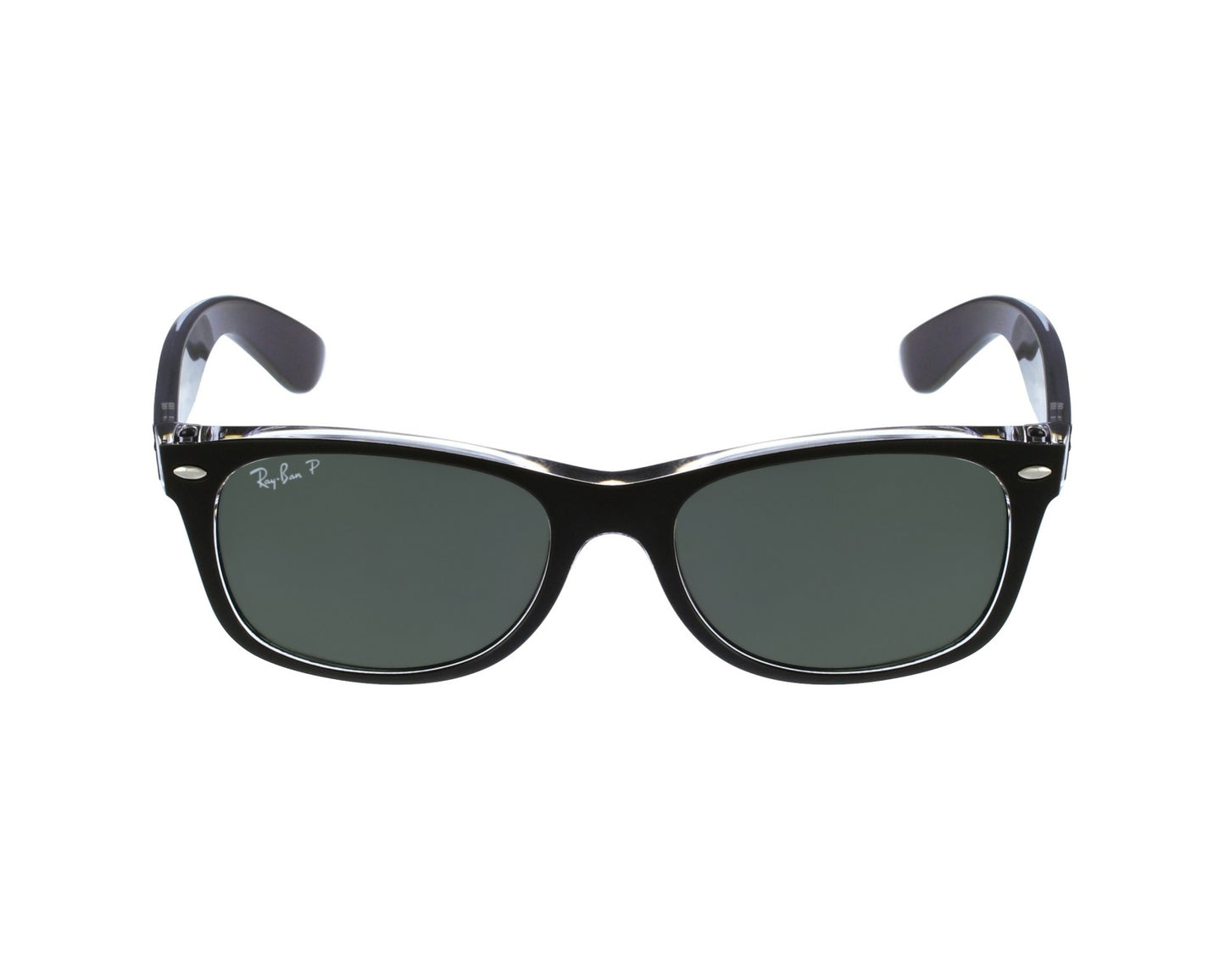 Ray-Ban Sunglasses RB2132 605258 New Wayfarer Matte Black on Transparent G15 Green Polarized Lens 55mm