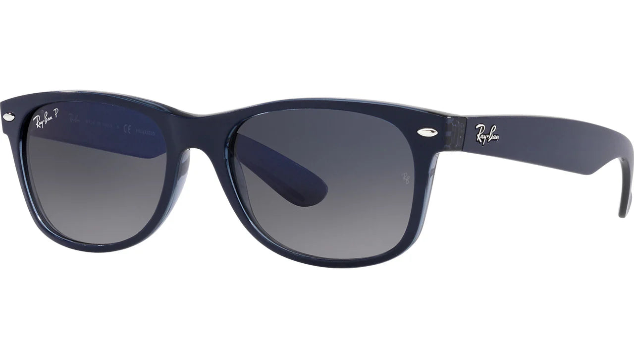 Ray-Ban Sunglasses New Wayfarer RB2132 622/R5 Matte Black Rubber Blue Lens