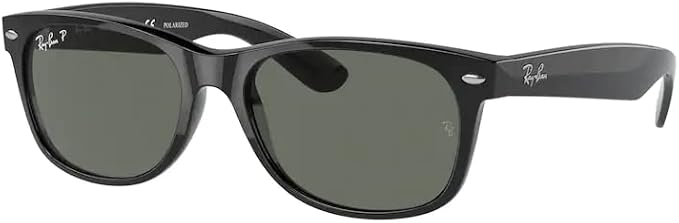 Ray-Ban Sunglasses New Wayfarer RB2132  901/58 Polished Black G-15 Green Polarized Lens 55mm