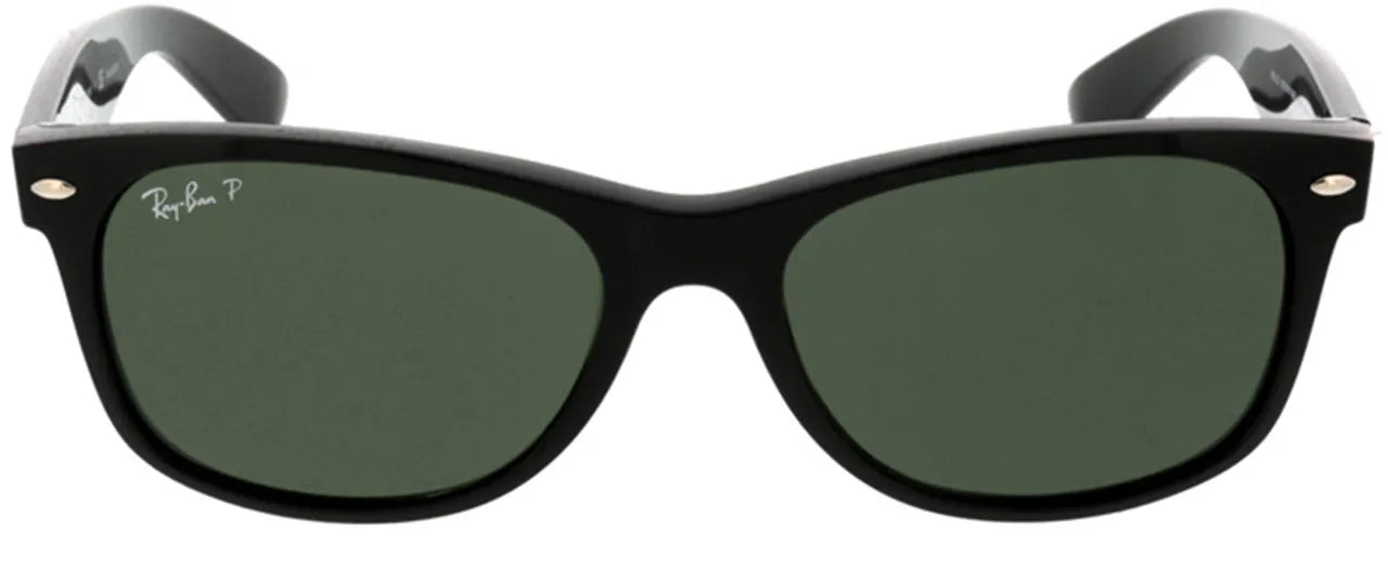 Ray-Ban Sunglasses New Wayfarer RB2132  901/58 Polished Black G-15 Green Polarized Lens 55mm