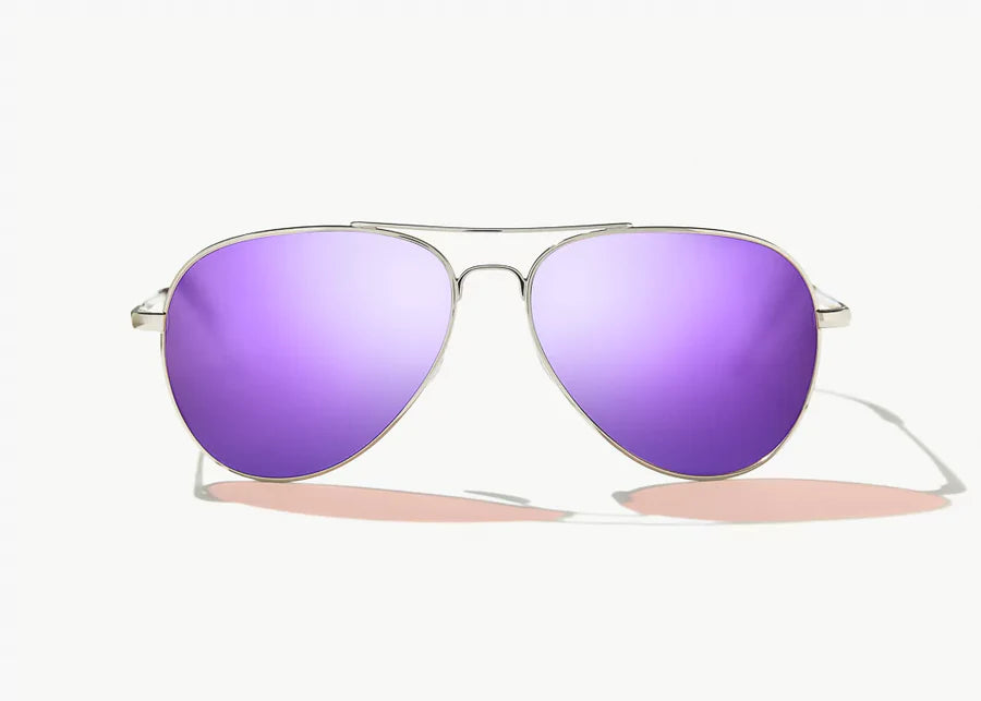 Bajio Sunglasses Soldado Silver Violet Polarized Poly Lens